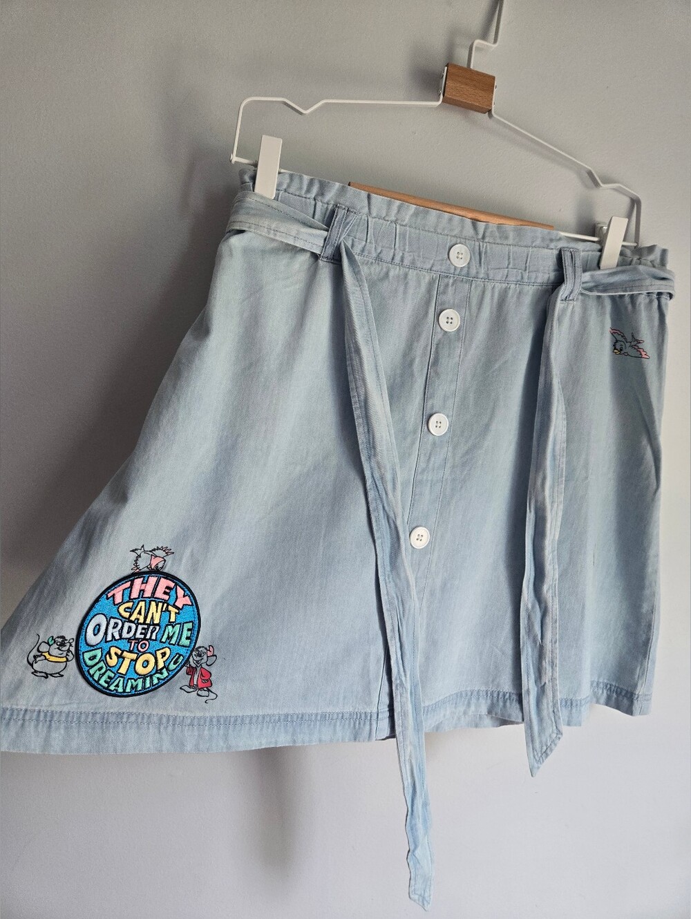 Disney Light Blue Denim-like Mini Skirt with Cinderella-themed Patch